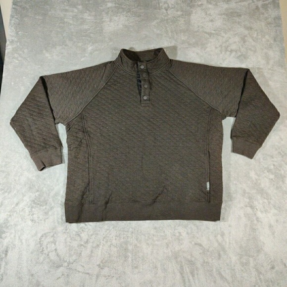 Eddie Bauer Sweatshirt Mens XL Brown ¼‎ Snap Quilted Pullover Casual Gorpcore - Picture 1 of 9